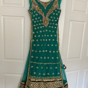 Green salwar  kameez with crystals